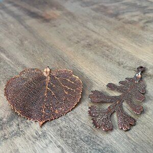 Copper Leaf Pendants / Charms for a Necklace by Designer Katherine Moffat
